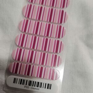 Jamberry New half sheet Dearest pink, white & fuchsia striped nail wraps